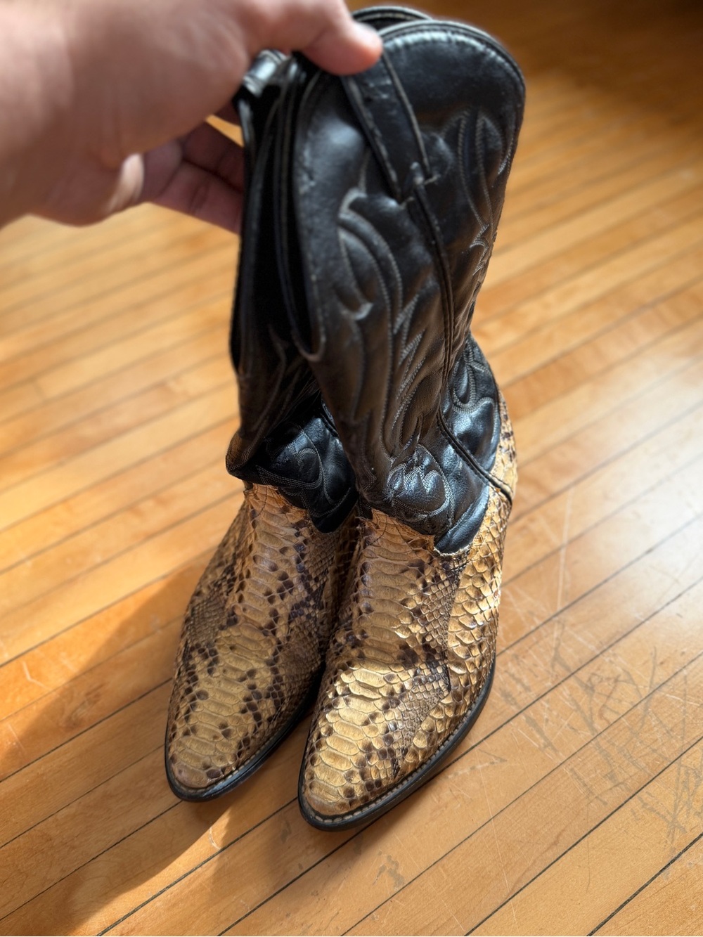 Vintage 90’s Laredo Snakeskin Cowboy Boots Western Made In USA Men’s Sz. 9